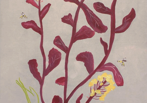 Johanna Tagada Hoffbeck, 2021. This Spring Moment - Towards Kale Seed Saving, Oil on Linen, 80 x 60 cm.